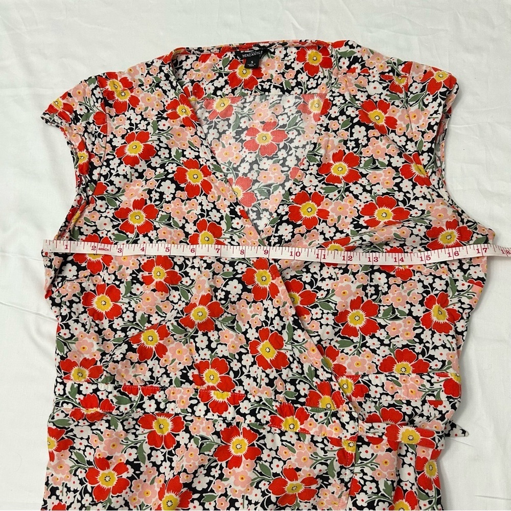 J. Crew Orange/White Floral Wrap Dress - Picture 3 of 5